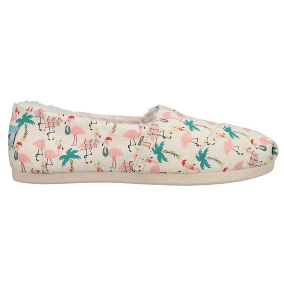 Toms Shoes - Toms Alpargata Holiday Flamingos Graphic Slip On Flats Womens